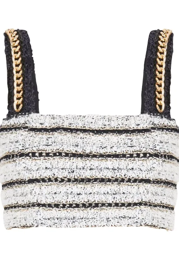 Balmain croptop med kedjerem - Svart