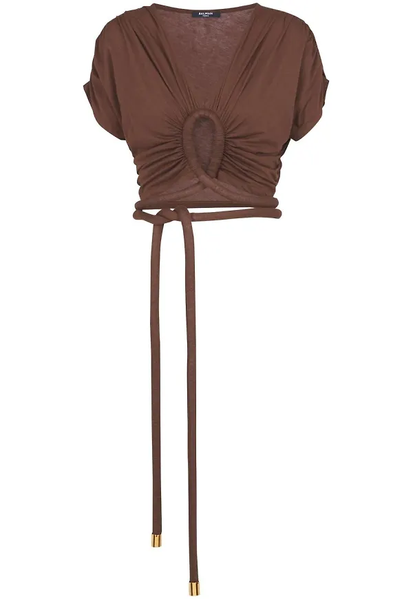 Balmain croptop med knut - Brun
