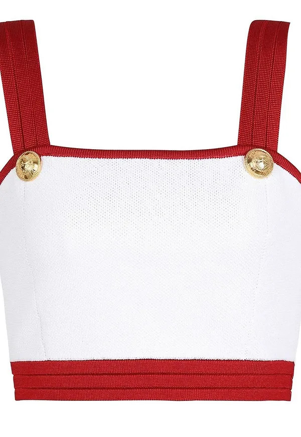 Balmain croptop med kontrastkant - Vit