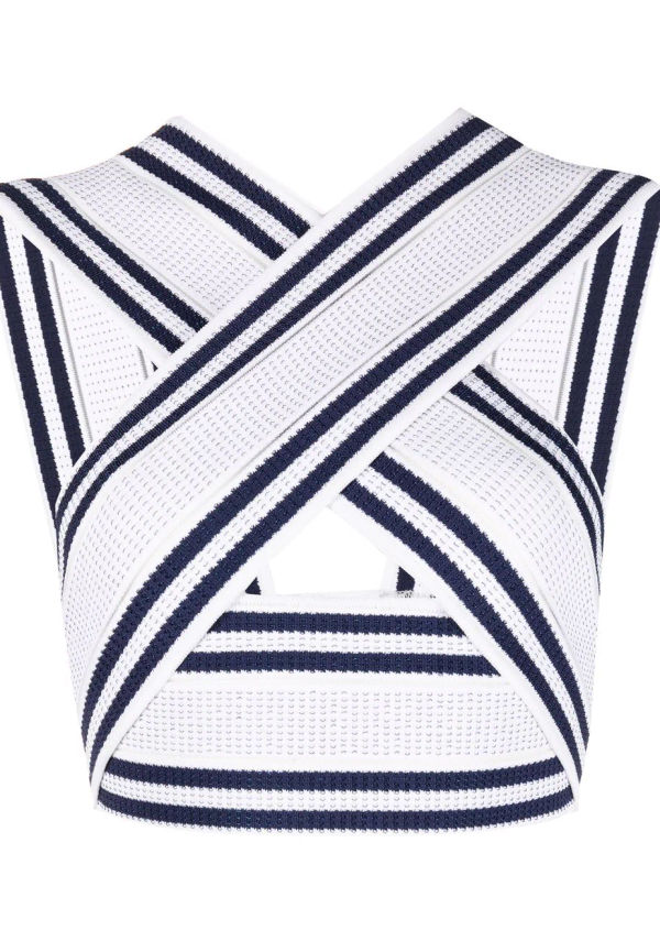 Balmain croptop med korsremmar - Vit