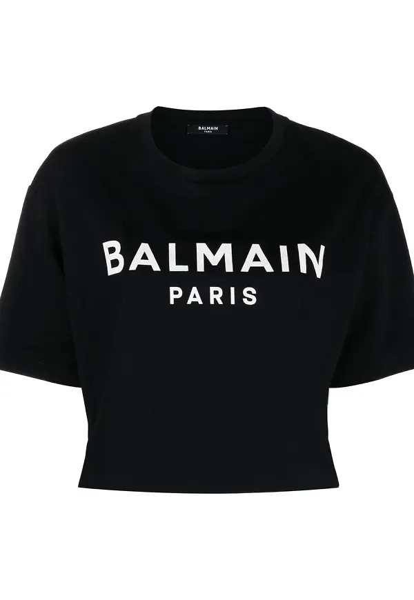 Balmain croptop med logotyp - Svart