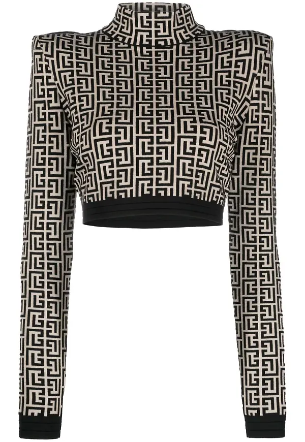 Balmain croptop med monogram - Neutral
