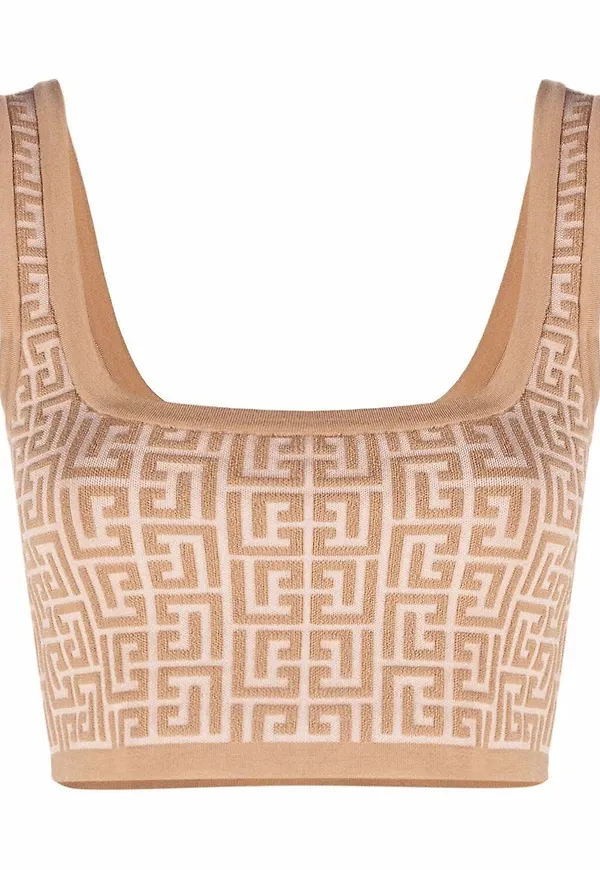Balmain croptop med monogram - Neutral