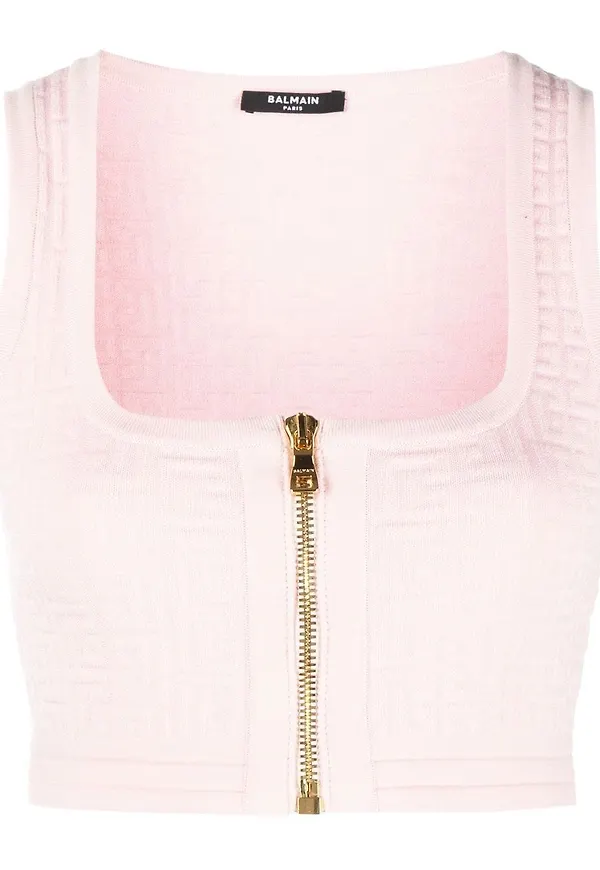 Balmain croptop med monogram - Rosa