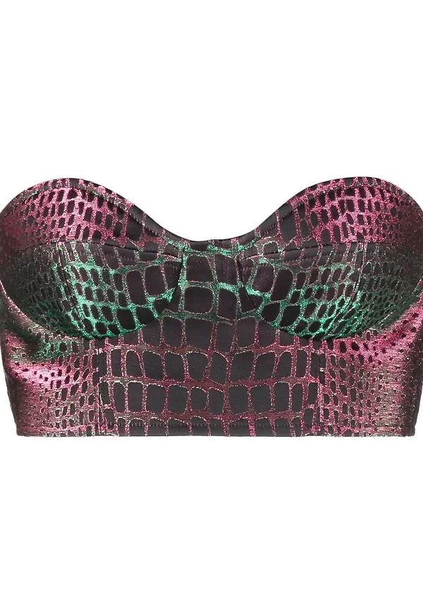 Balmain croptop med präglad krokodil - Rosa