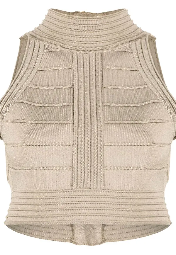 Balmain croptop med sömdetalj - Neutral