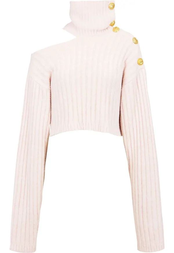 Balmain croptop med utskuren detalj - Rosa