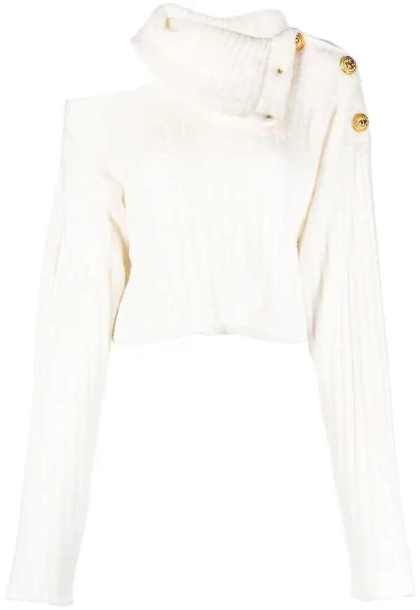 Balmain croptop med utskuren detalj - Vit