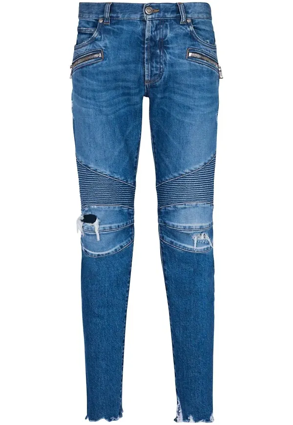 Balmain distressed-effect denim jeans - Blå