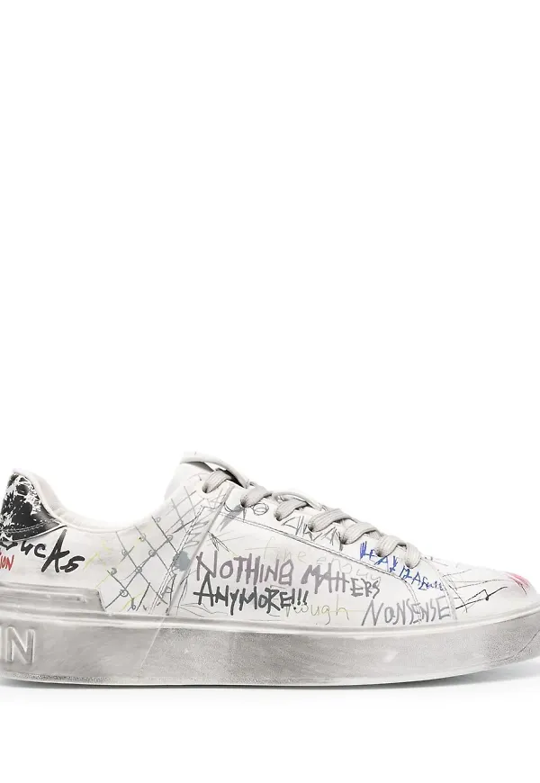 Balmain Doodle låga sneakers - Vit