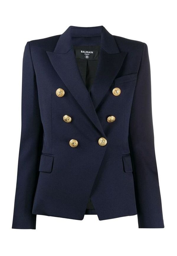 Balmain Double-Breasted Blazer Jacket Blå, Dam