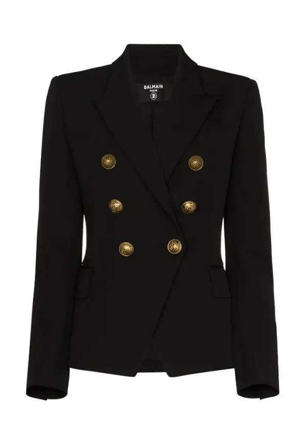 Balmain Double-breasted Blazer Svart, Dam