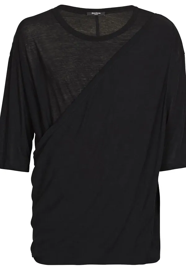 Balmain draperad t-shirt - Svart