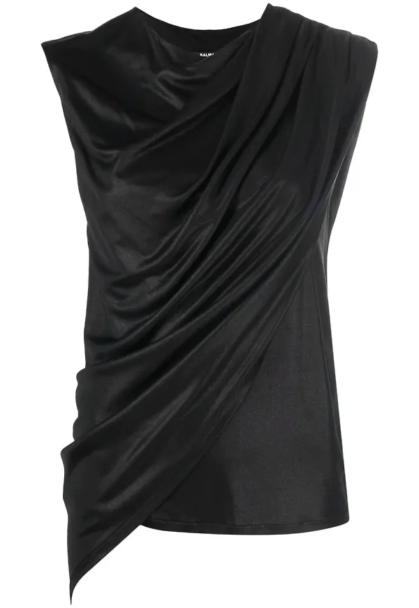 Balmain draperat linne - Svart