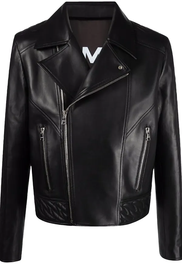Balmain dubbelknäppt bikerjacka - Svart