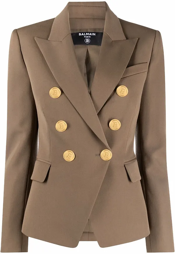 Balmain dubbelknäppt blazer - Grön