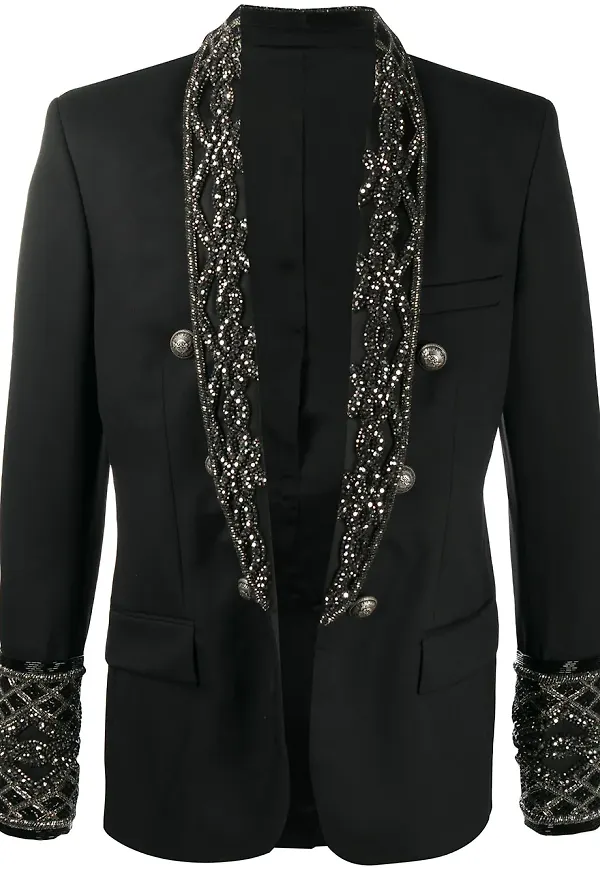 Balmain dubbelknäppt blazer med brodyr - Svart