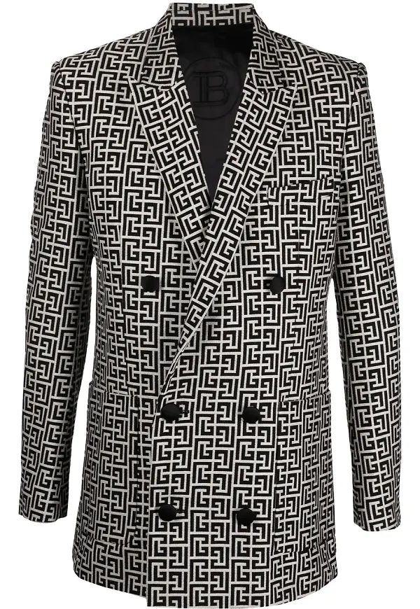Balmain dubbelknäppt blazer med monogram - Svart