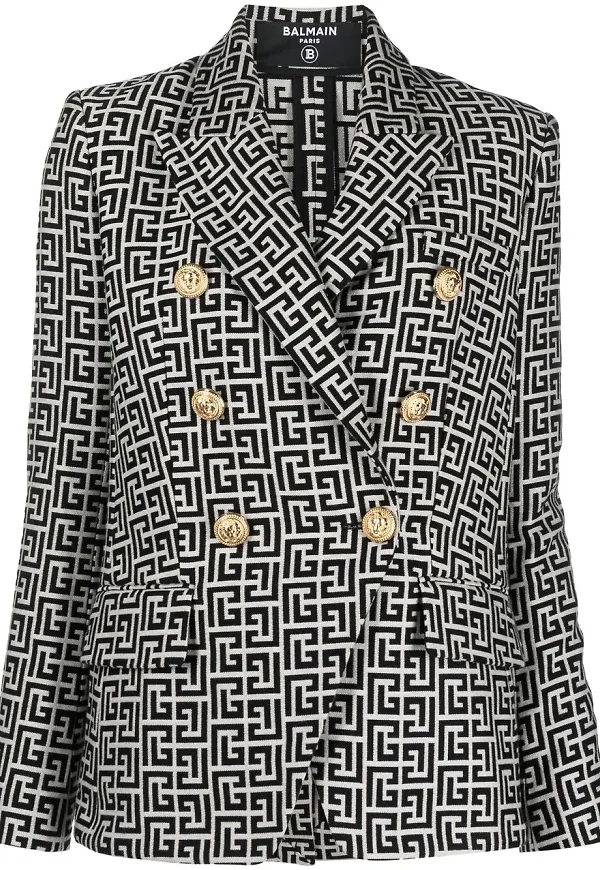 Balmain dubbelknäppt blazer med monogram - Svart