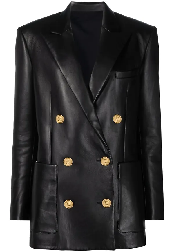 Balmain dubbelknäppt blazer med trubbiga slag - Svart