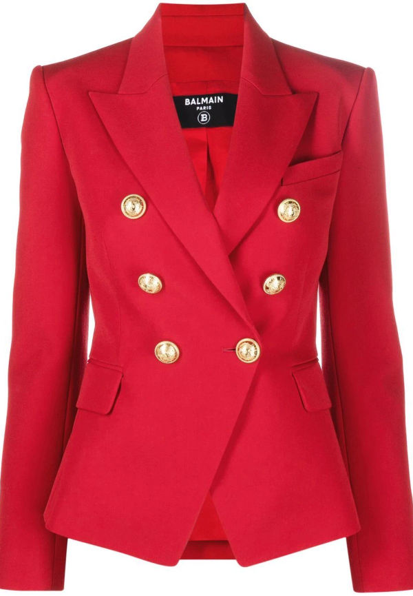Balmain dubbelknäppt finblazer - Röd