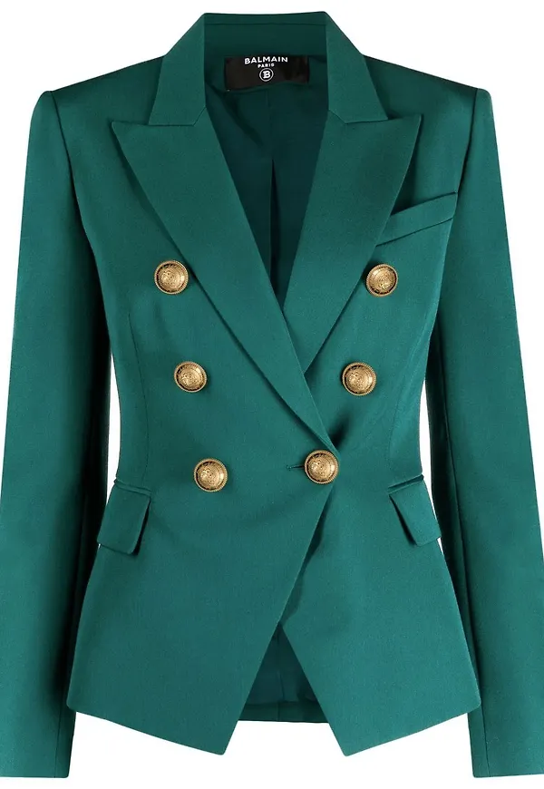 Balmain dubbelknäppt jacka - Grön