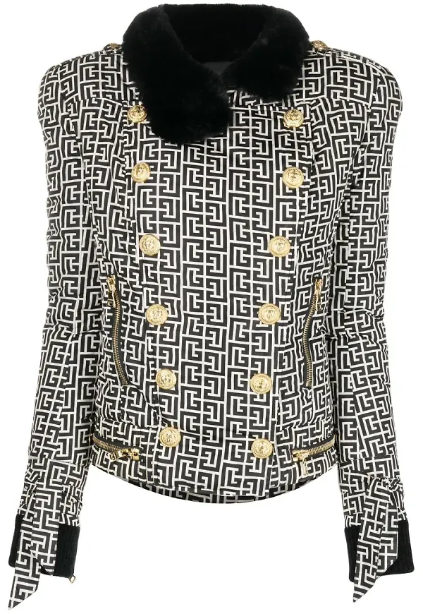 Balmain dubbelknäppt jacka med monogram - Svart