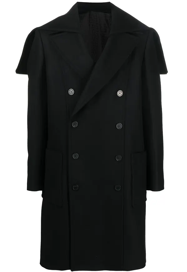Balmain dubbelknäppt kappa - Svart