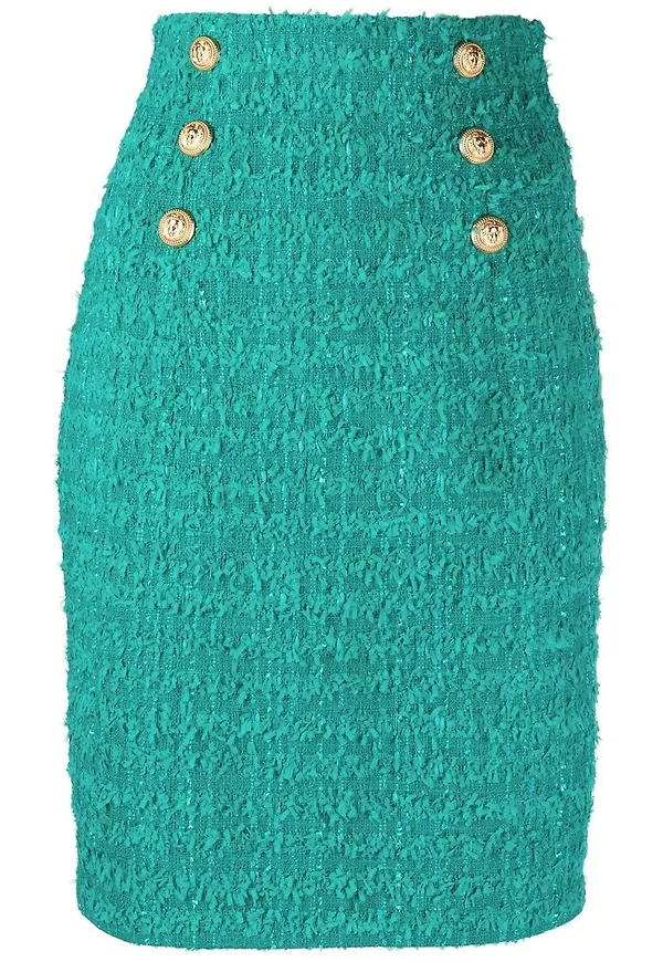 Balmain dubbelknäppt pennkjol - Grön