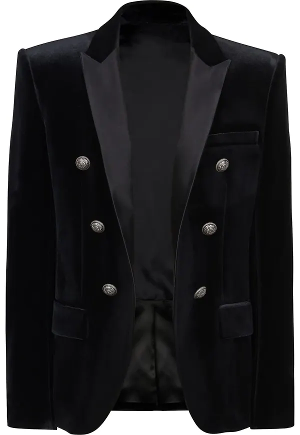 Balmain dubbelknäppt sammetsblazer - Svart