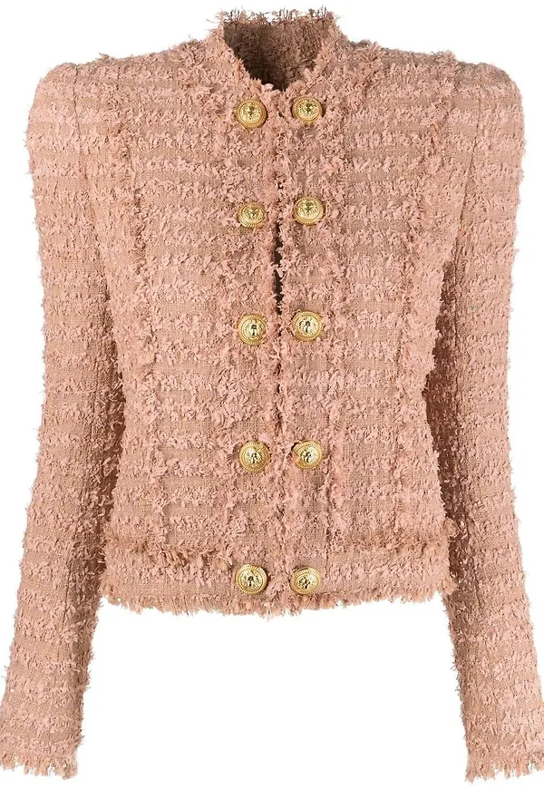 Balmain dubbelknäppt tweedkavaj - Neutral