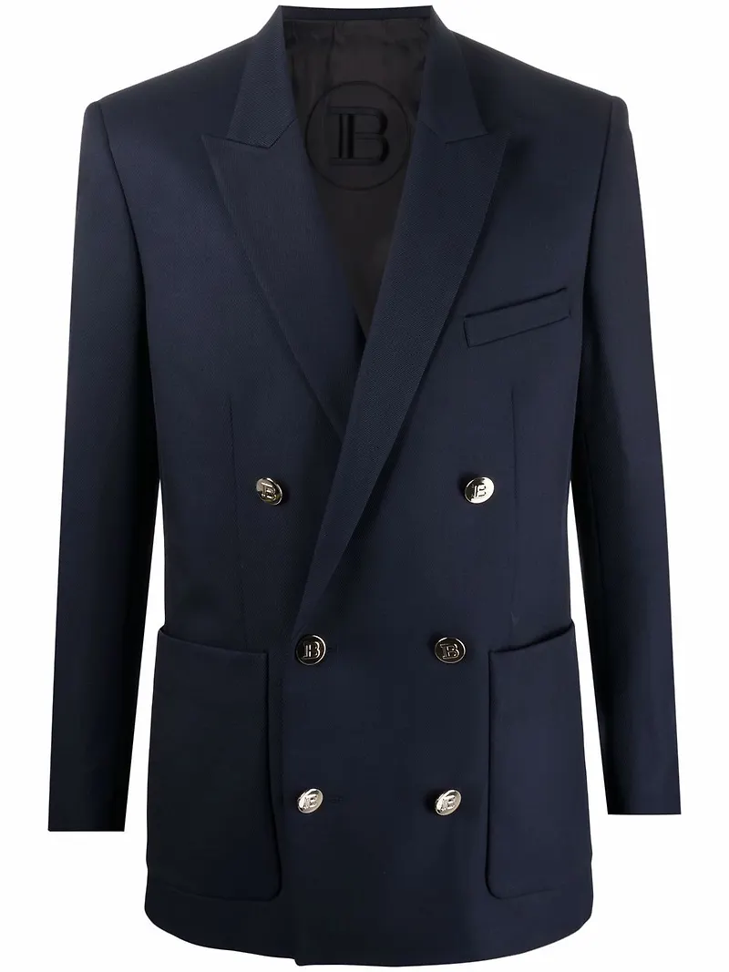 Balmain dubbelknäppt ullblazer - Blå