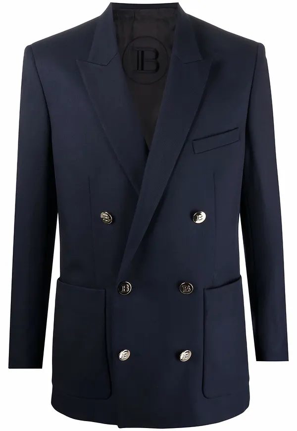 Balmain dubbelknäppt ullblazer - Blå