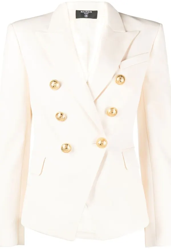 Balmain enkelknäppt blazer med knappdetalj - Neutral