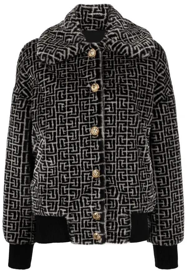 Balmain enkelknäppt kappa med monogram - Neutral