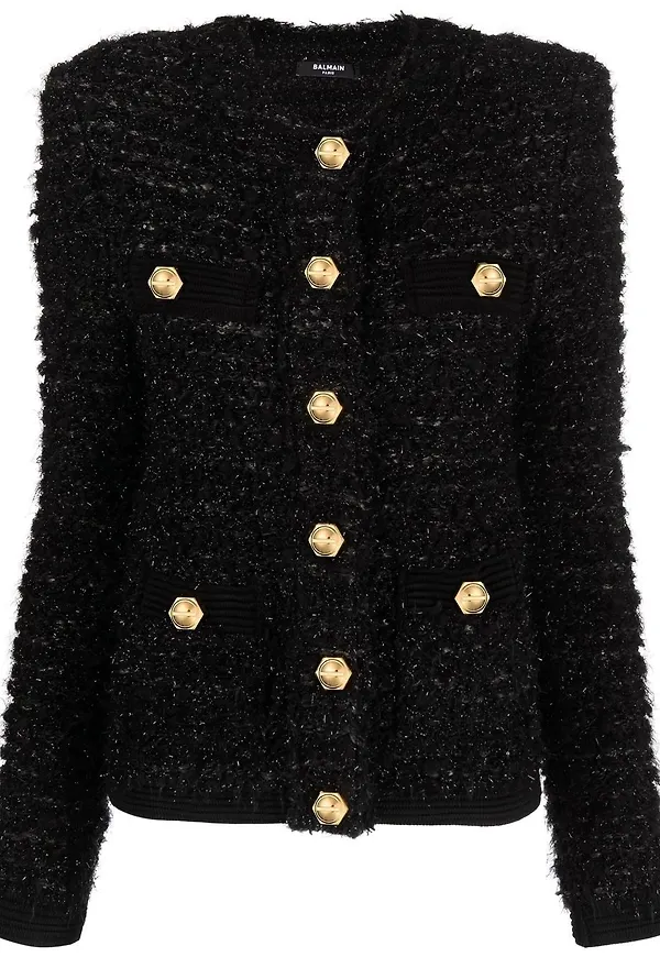 Balmain enkelknäppt kofta - Svart