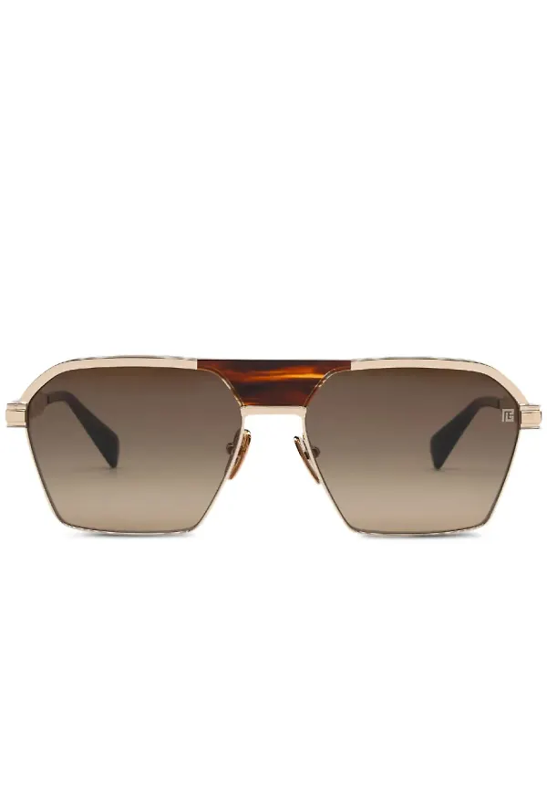 Balmain Eyewear solglasögon med geometriska bågar - Brun