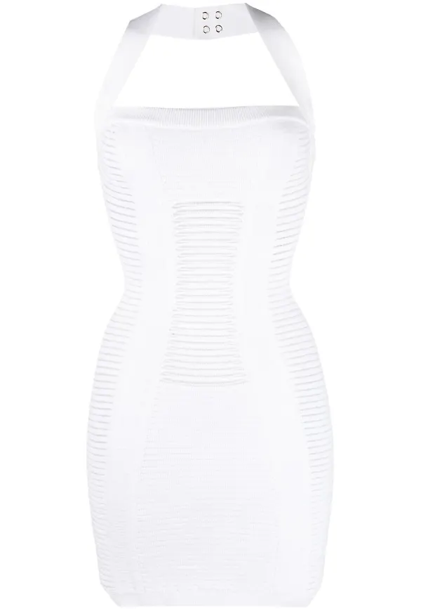 Balmain figursydd klänning med halterneck - Neutral