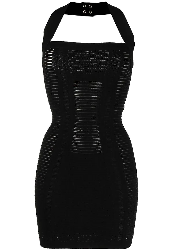 Balmain figursydd klänning med halterneck - Svart