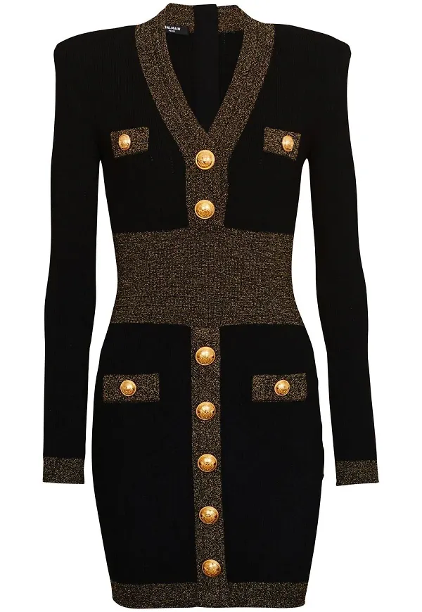 Balmain fitted embossed-button mini dress - Svart