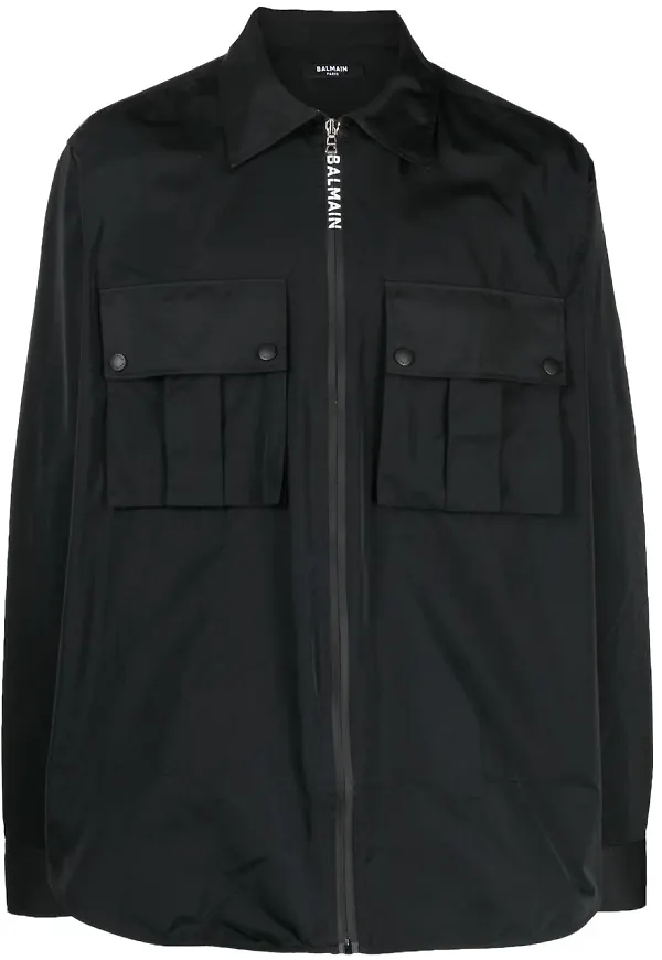 Balmain flap-pocket zipped shirt - Svart