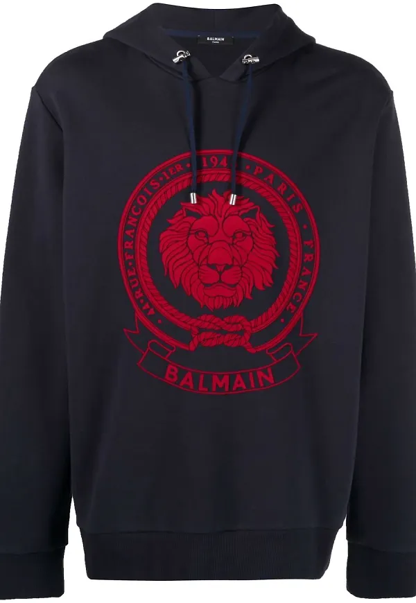 Balmain Flock Coin långärmad hoodie - Blå