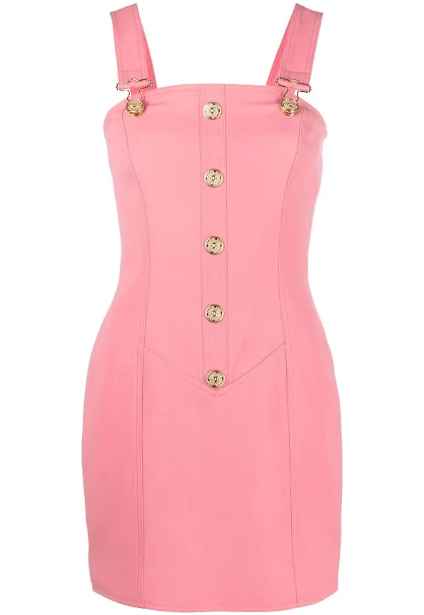 Balmain förklädesklänning med knappdetalj - Rosa