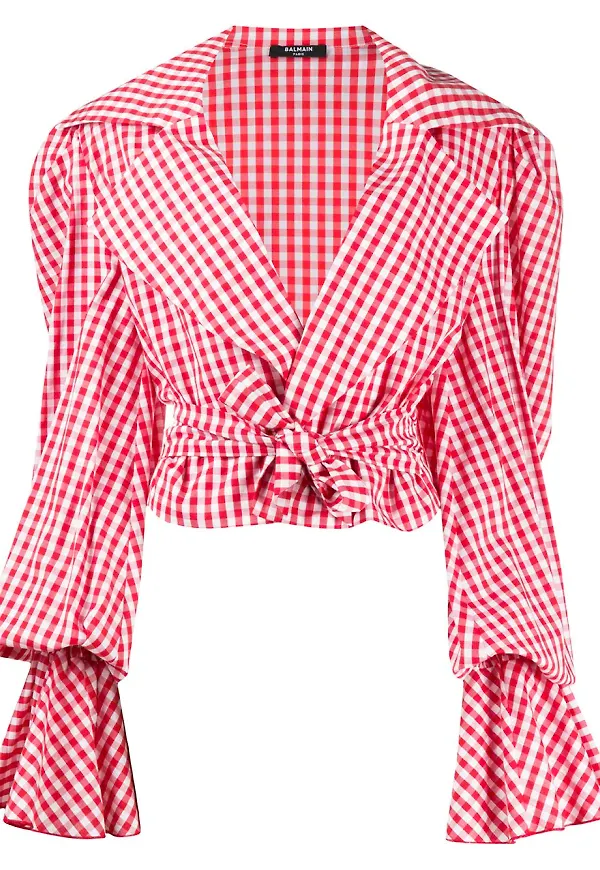 Balmain ginghamrutig croptop - Röd