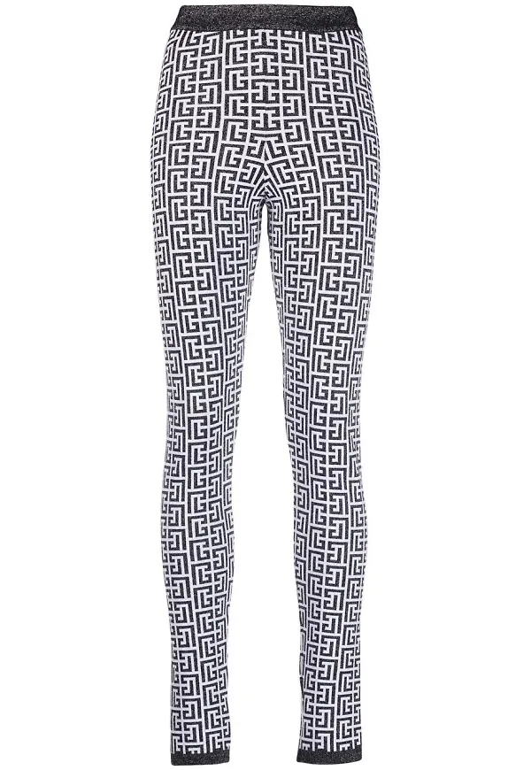 Balmain glittriga leggings med monogram - Vit