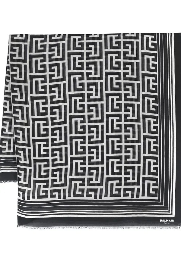 Balmain halsduk med monogram - Svart
