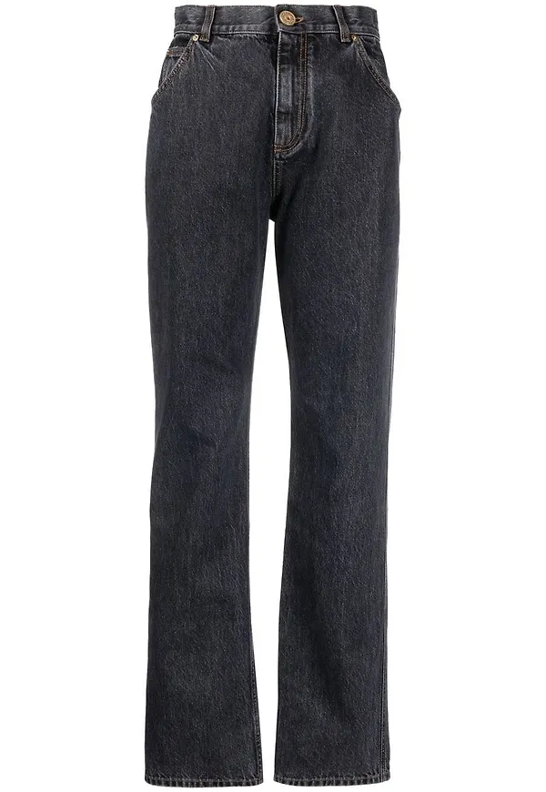 Balmain high-waisted straight-leg jeans - Svart