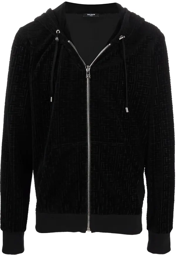 Balmain hoodie i sammet - Svart