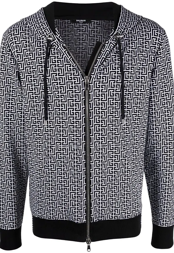 Balmain hoodie med dragkedja - Svart