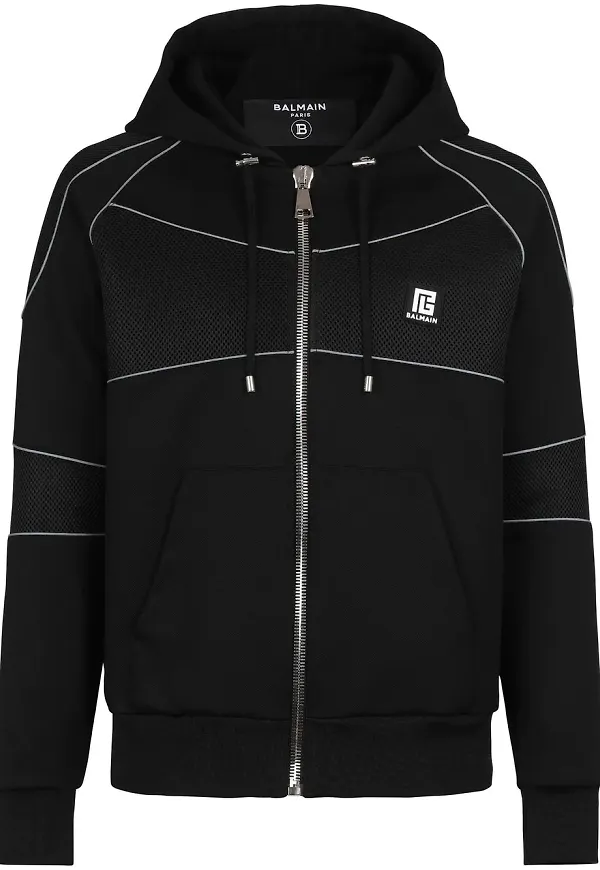 Balmain hoodie med dragkedja - Svart